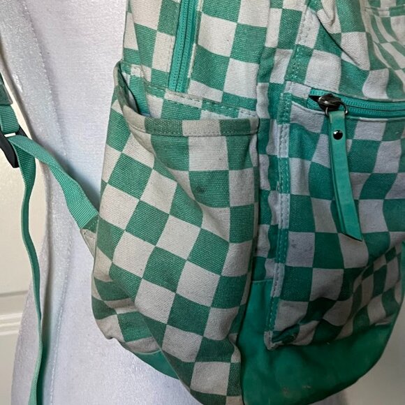 Dickies Blue Green Colton Canvas Checkered Backpack Bookbag - Picture 6 of 16